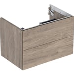 Mueble bajo Geberit serie ONE para lavabo, con dos cajones: Ancho de lavabo=75cm, Nogal hickory, Melamina estructura madera